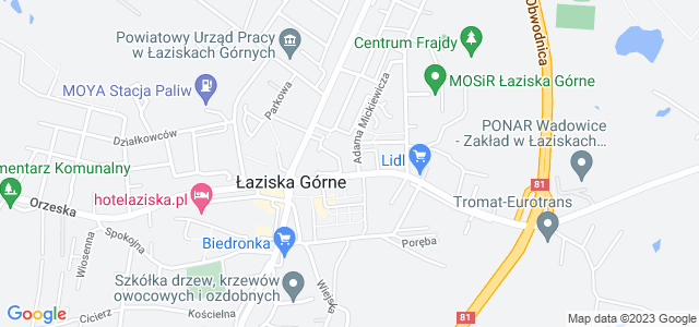 Mapa dojazdu Miejska Biblioteka Publiczna Łaziska Górne