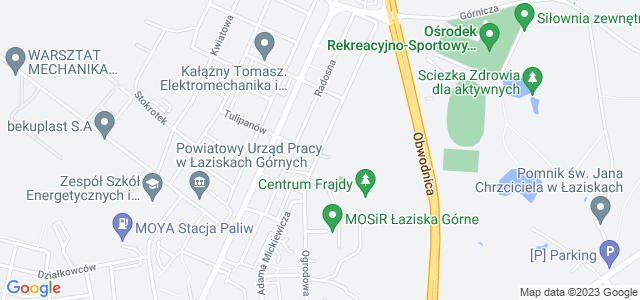 Mapa dojazdu Miejski Ośrodek Sportu i Rekreacji Łaziska Górne