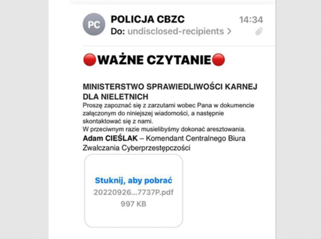 Oszuści podszywają się pod Komendanta Centralnego Biura Zwalczania Cyberprzestępczości