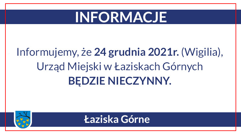 Urząd Miejski w wigilię będzie nieczynny